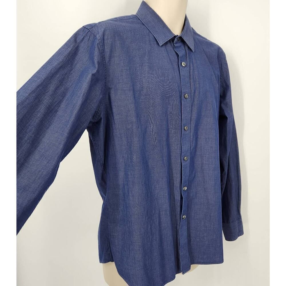 Apt. 9 Slim Fit Dress Shirt Men's Size Large Blue Long Sleeves - Picture 4 of 8